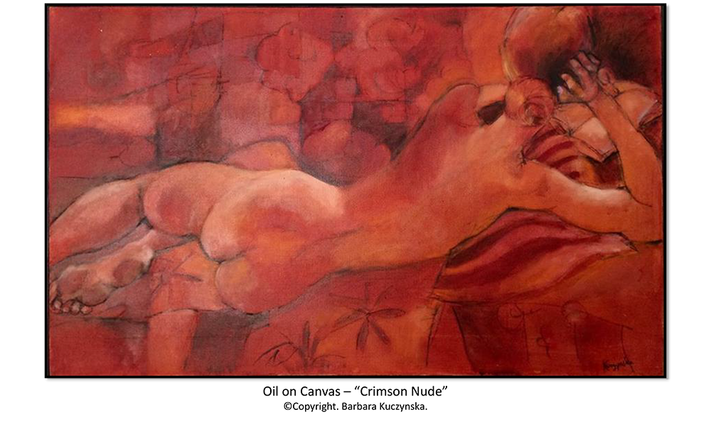 Oil On Canvas – “Crimson Nude  Copyright. Barbara Kuczynska.